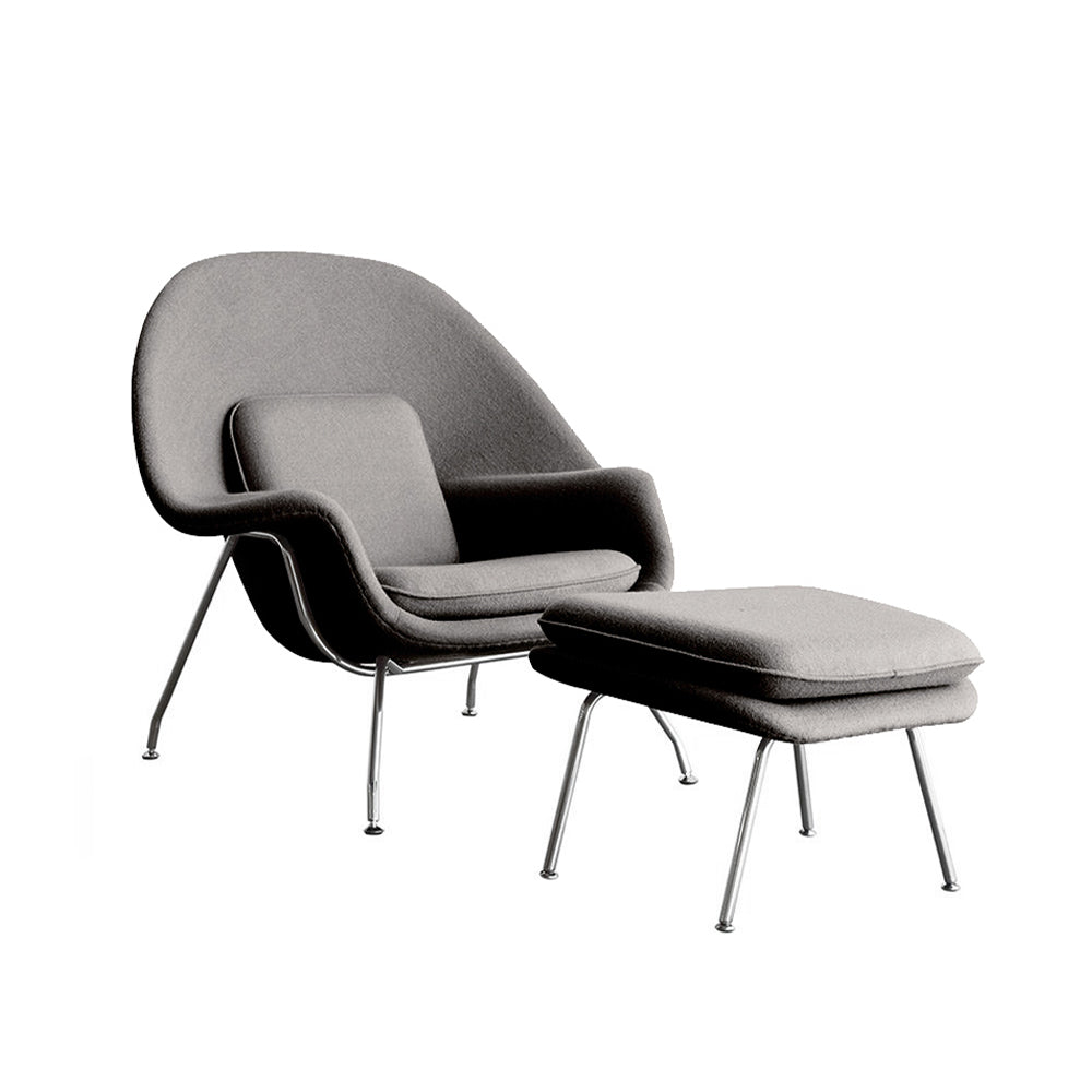 Sillón Womb Estructura Cromada con Otomana
